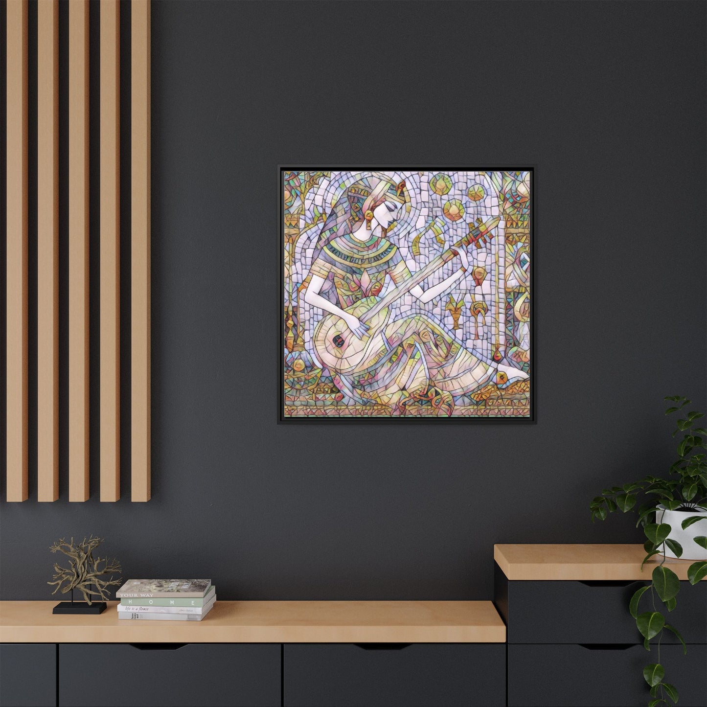 Egyptian Muse Mosaic Matte Canvas Framed Wall Art