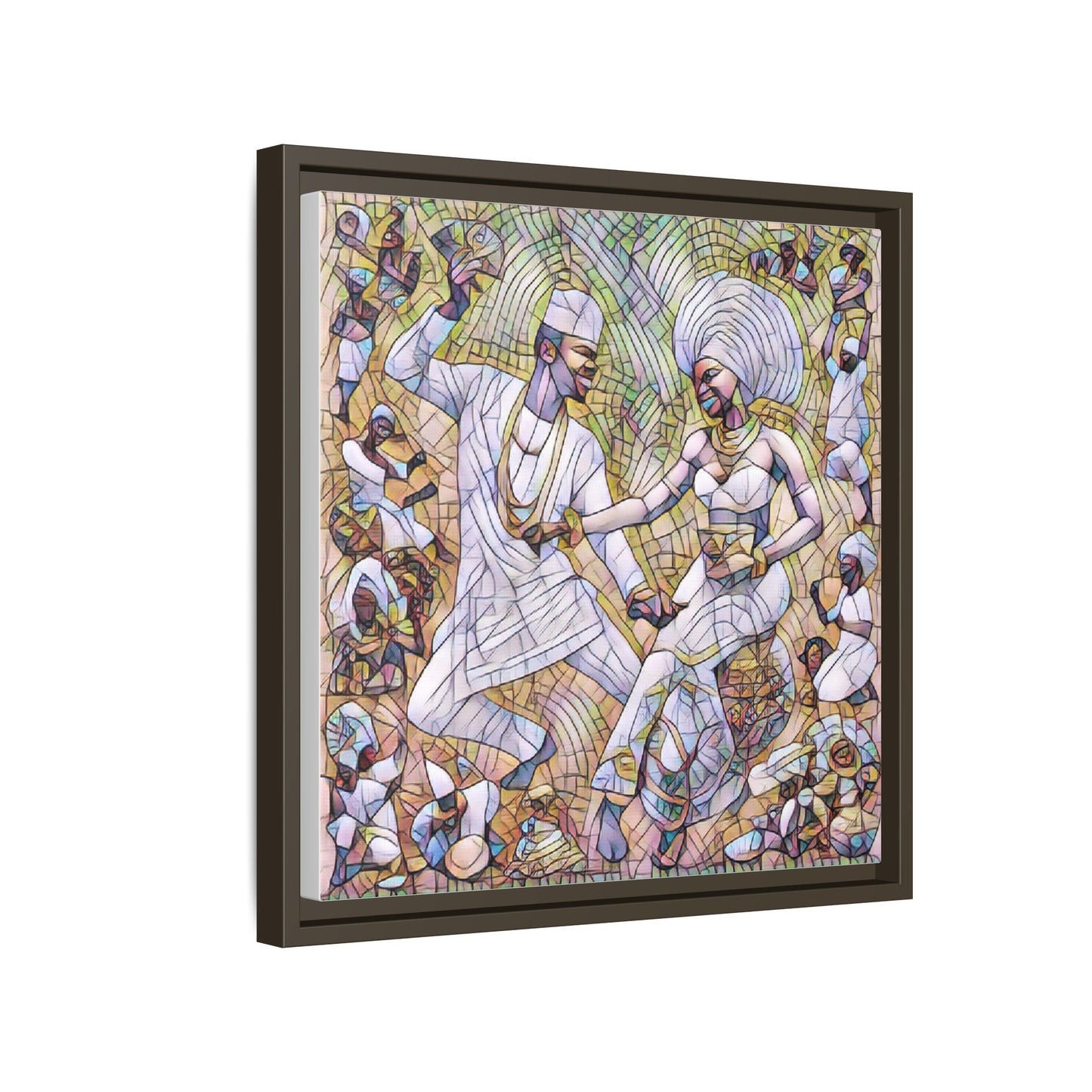 Afrobeat Celebration Matte Framed Canvas — Vibrant Dancers Wall Art