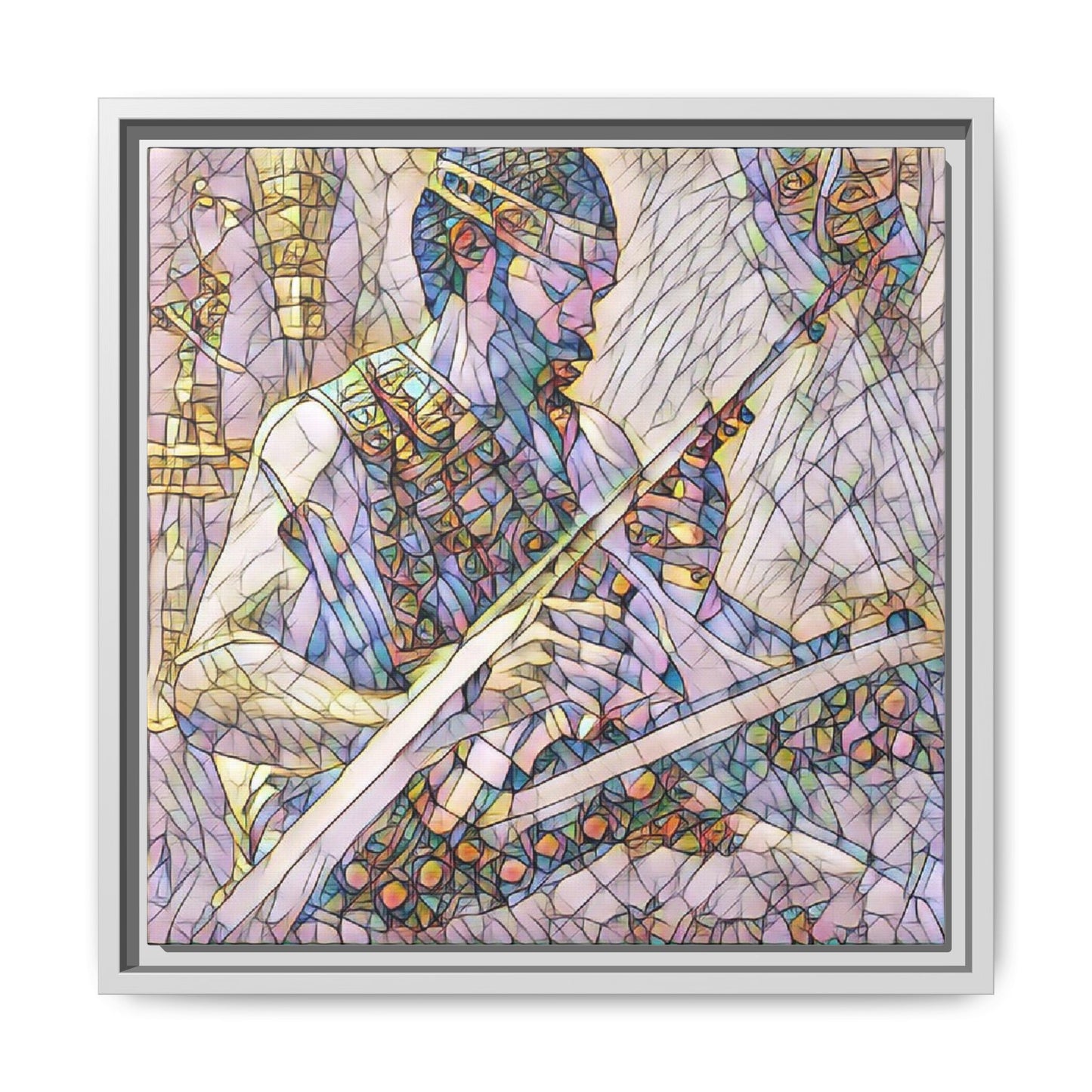 Framed Matte Canvas — Abstract Musician Stained-Glass Art Print