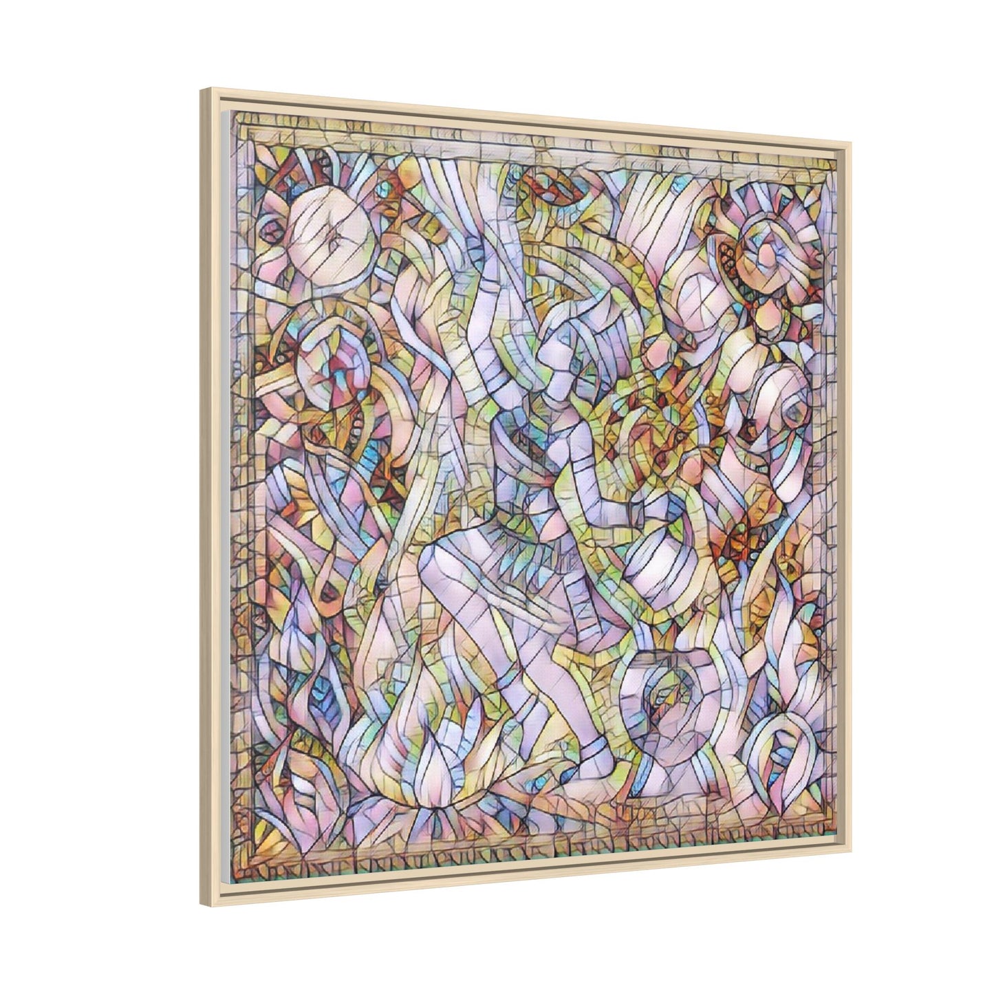 Abstract Stained Glass Dance Matte Framed Canvas