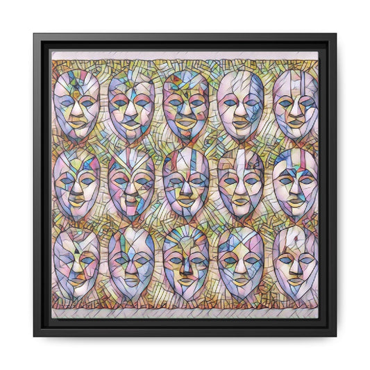 Abstract Mask Art Matte Canvas Print — Framed Multicolor Wall Art