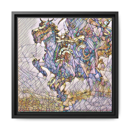 Stained Glass Pegasus Matte Framed Canvas — Fantasy Horse Wall Art