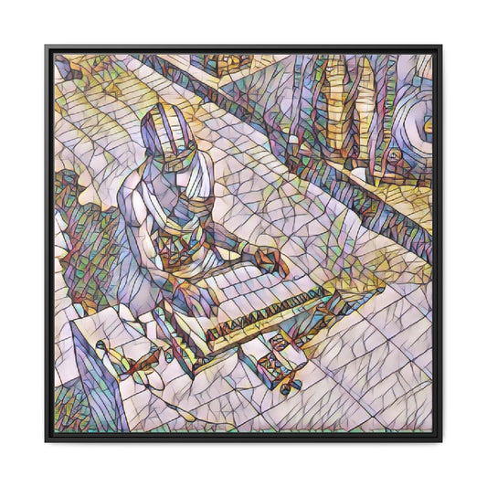 Abstract DJ Skateboarder Matte Framed Canvas – Colorful Urban Music Art Print