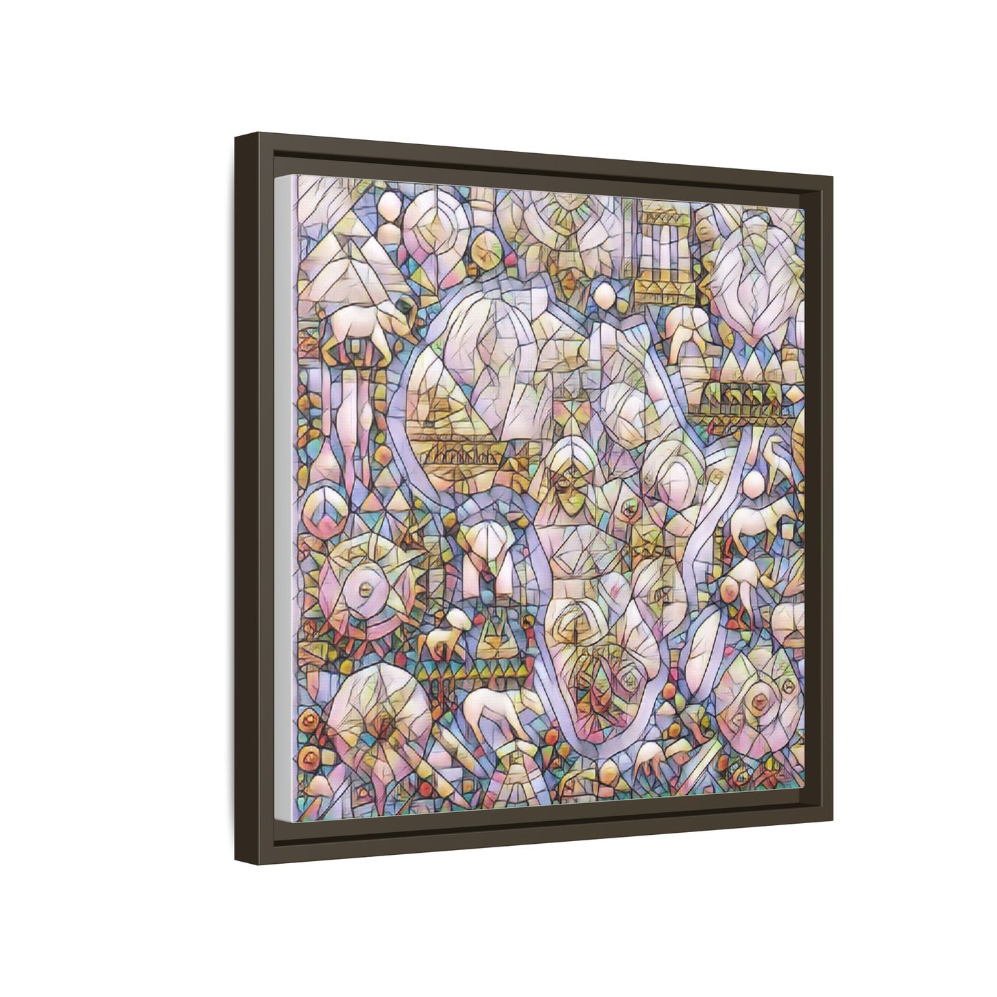 Abstract Stained-Glass Style Framed Canvas Print
