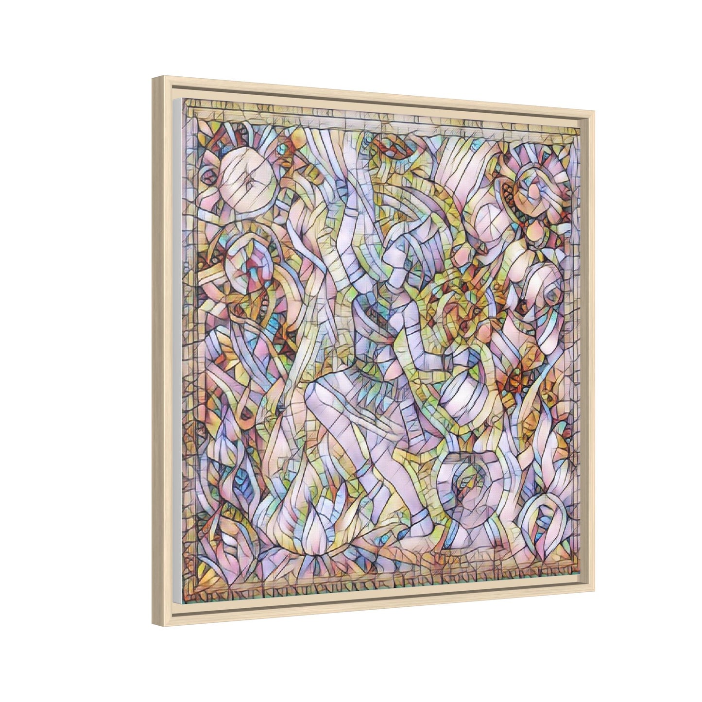 Abstract Stained Glass Dance Matte Framed Canvas