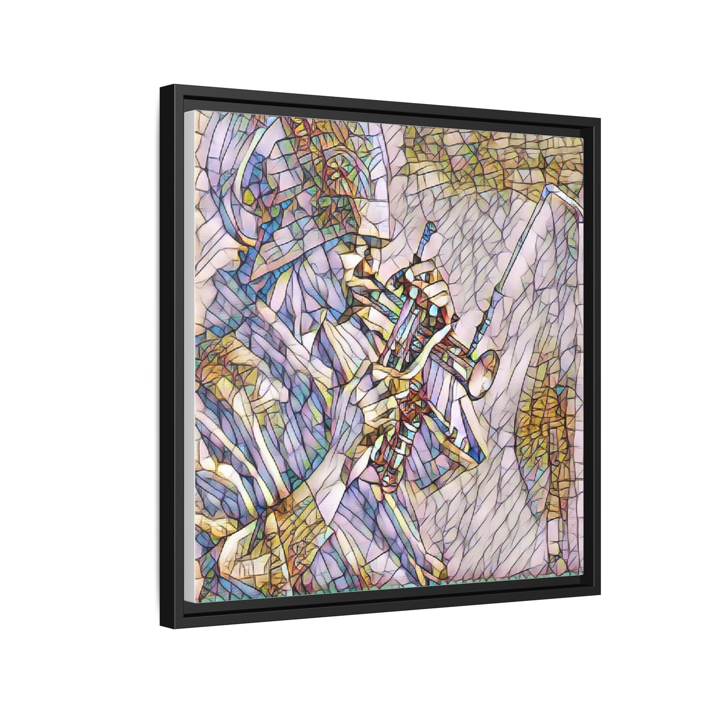 Framed Abstract Trumpet Player Matte Canvas Art