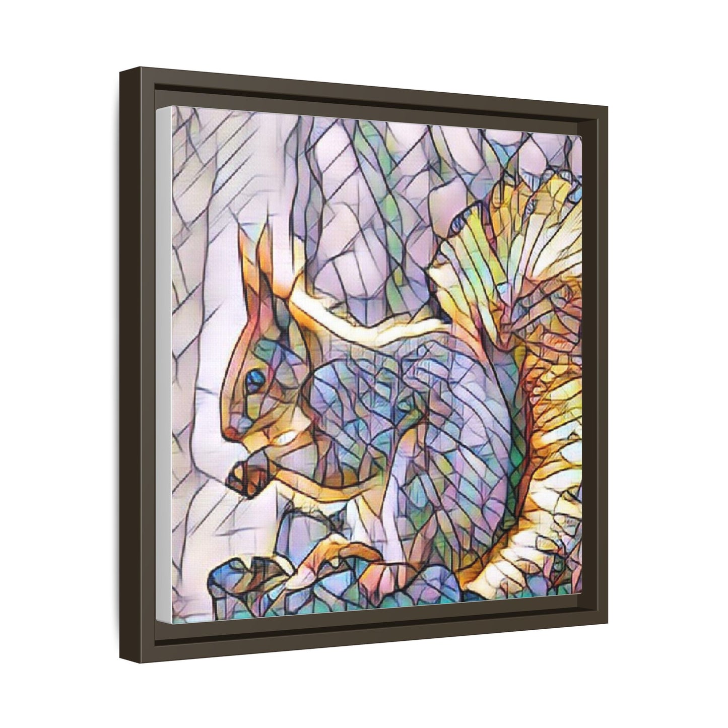 Framed Squirrel Mosaic Matte Canvas Wall Art