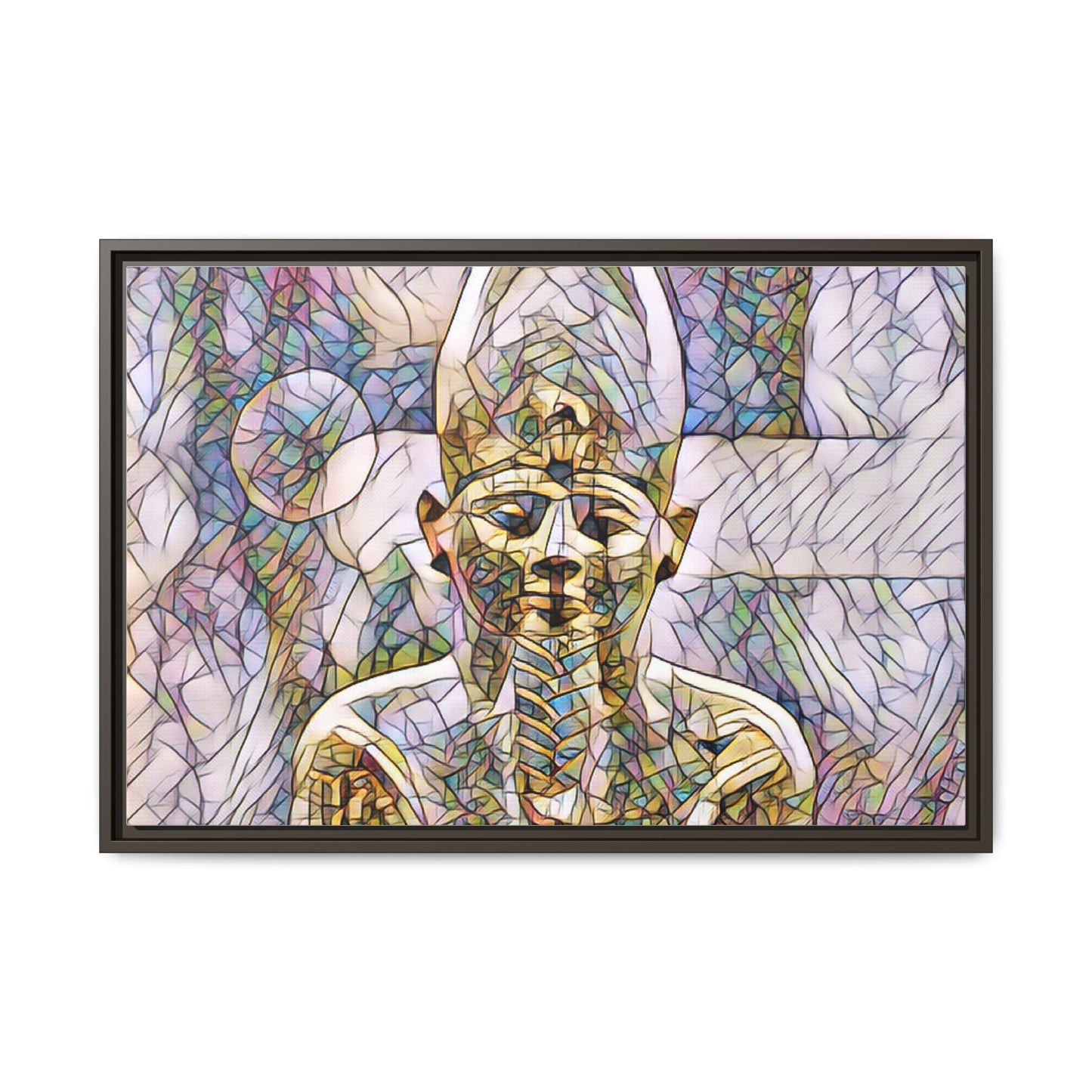 Egyptian Pharaoh Stained-Glass Style Matte Canvas Print, Framed