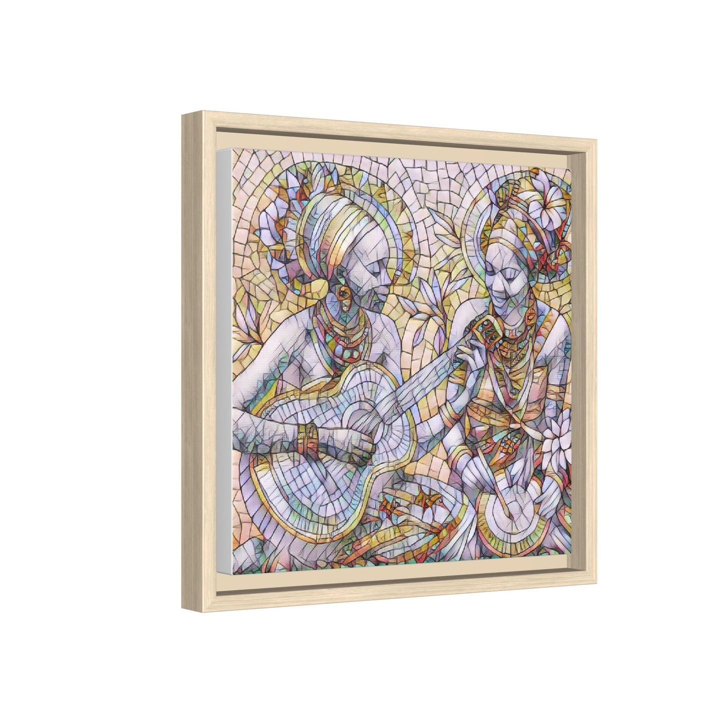 Framed Canvas Art – Colorful Mosaic Musicians Wall Decor