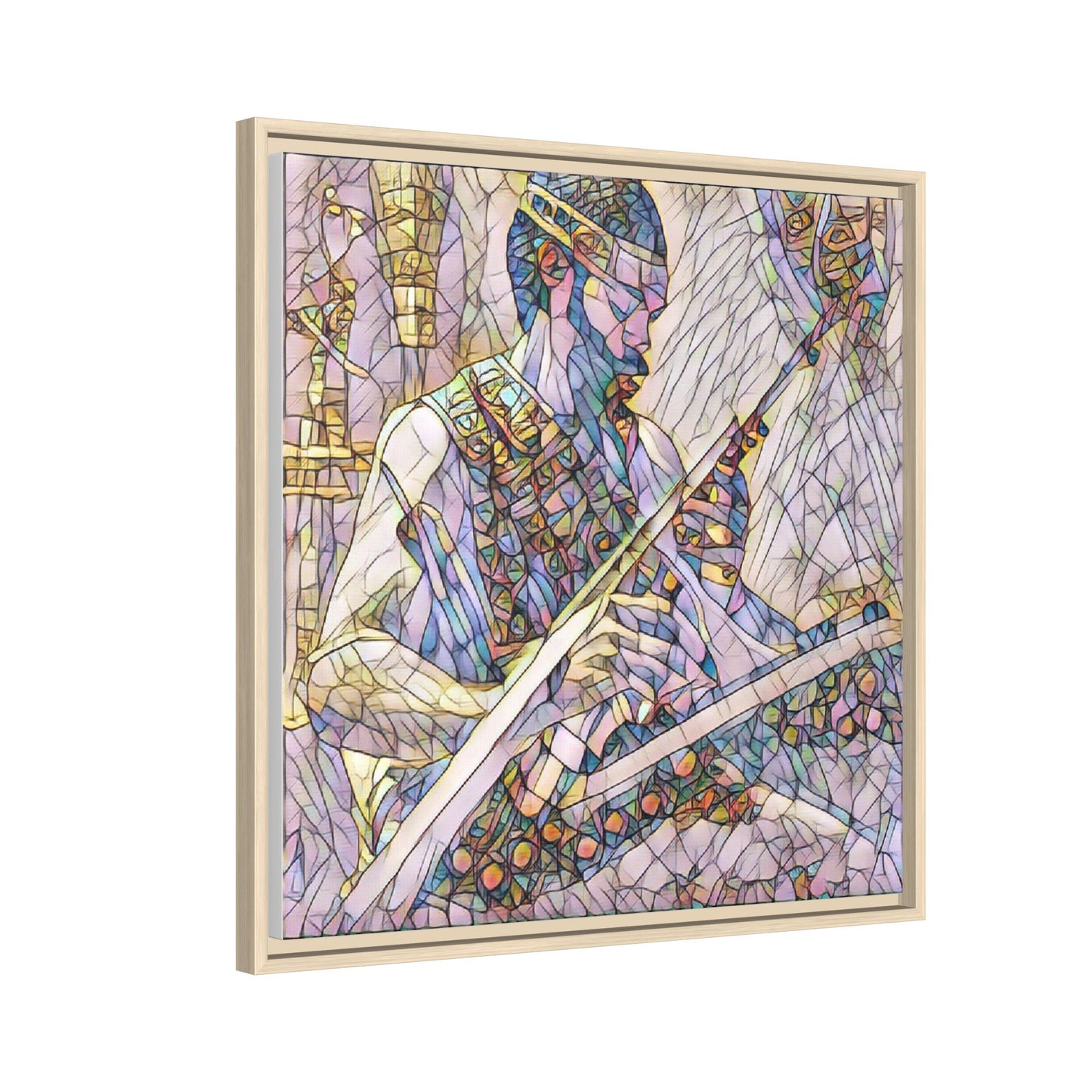 Framed Matte Canvas — Abstract Musician Stained-Glass Art Print