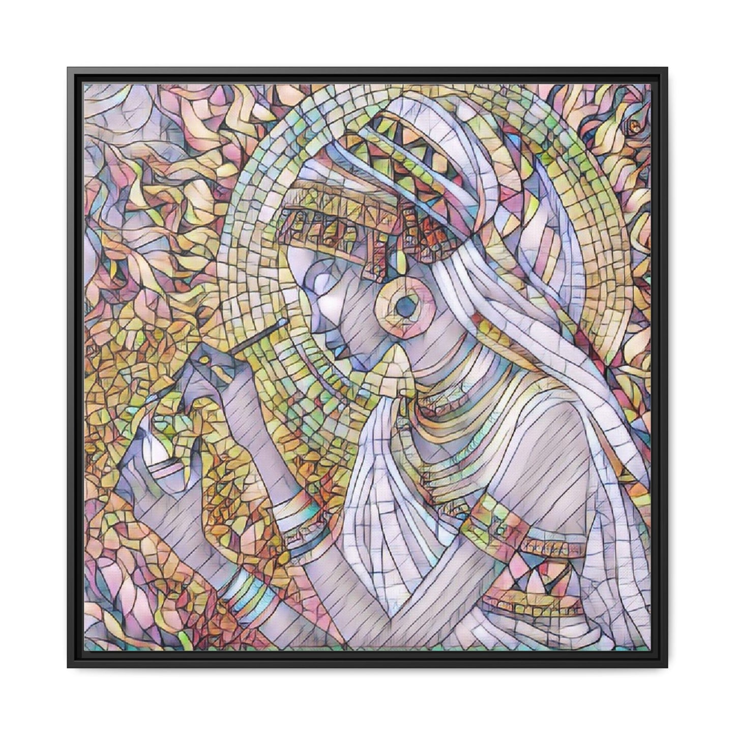 Egyptian Goddess Stained-Glass Matte Canvas (Framed)