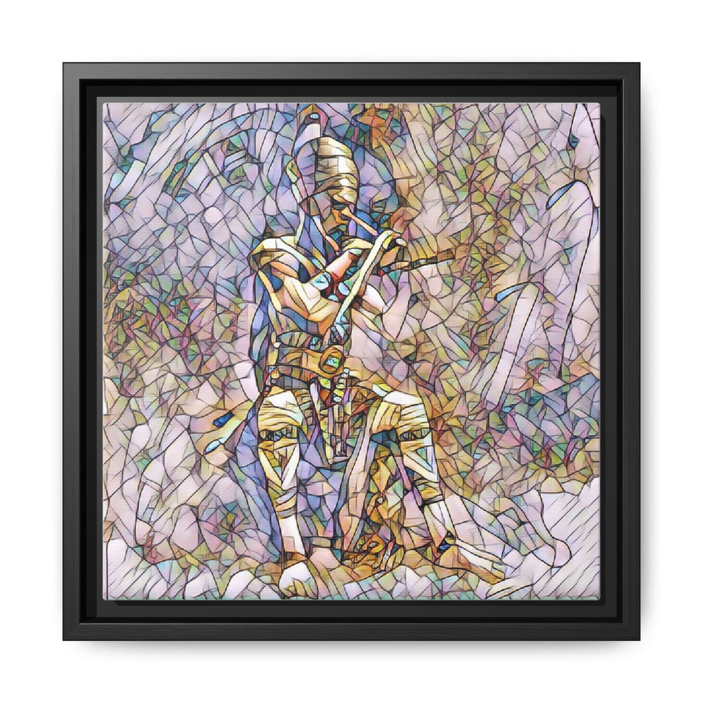 Framed Matte Canvas - Stained Glass Knight Artwork
