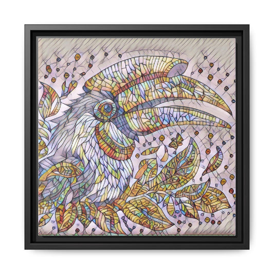 Stained Glass Raven Matte Framed Canvas Art