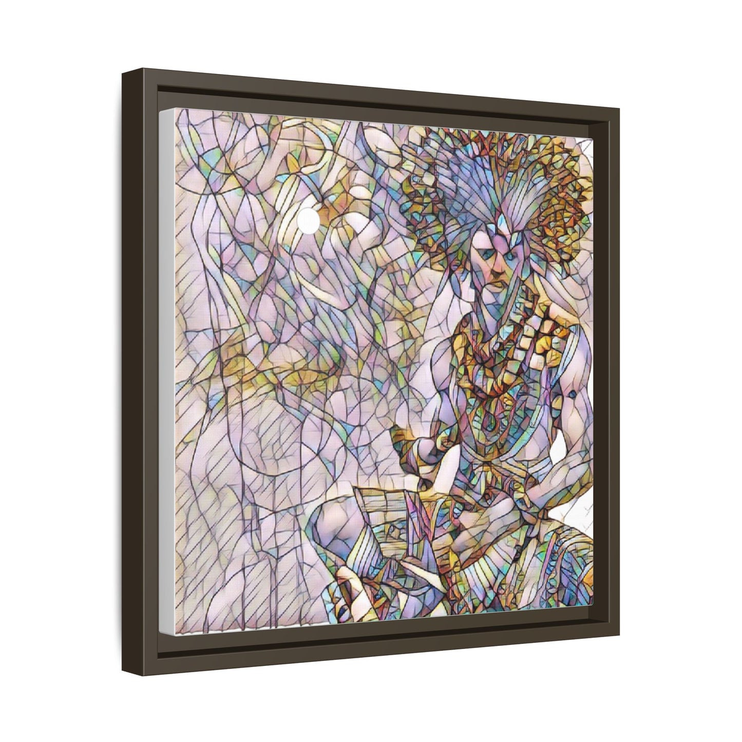 Framed Matte Canvas Art — Colorful Tribal Warrior Illustration