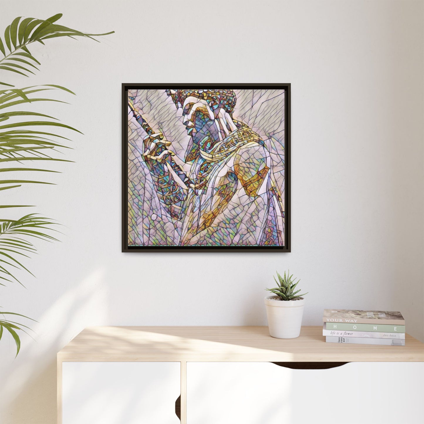 Egyptian Pharaoh Stained Glass Art — Framed Matte Canvas