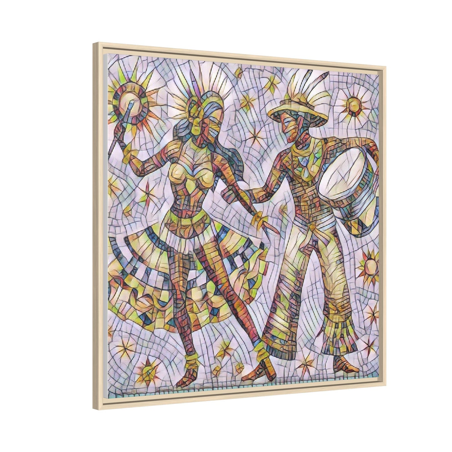 Carnival Dancers Framed Canvas Art – Colorful Samba Couple Print