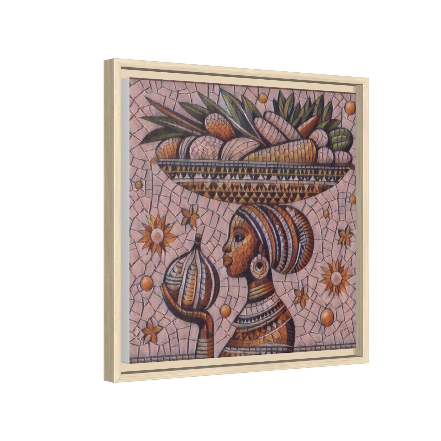 Egyptian Mosaic Goddess Matte Framed Canvas Wall Art