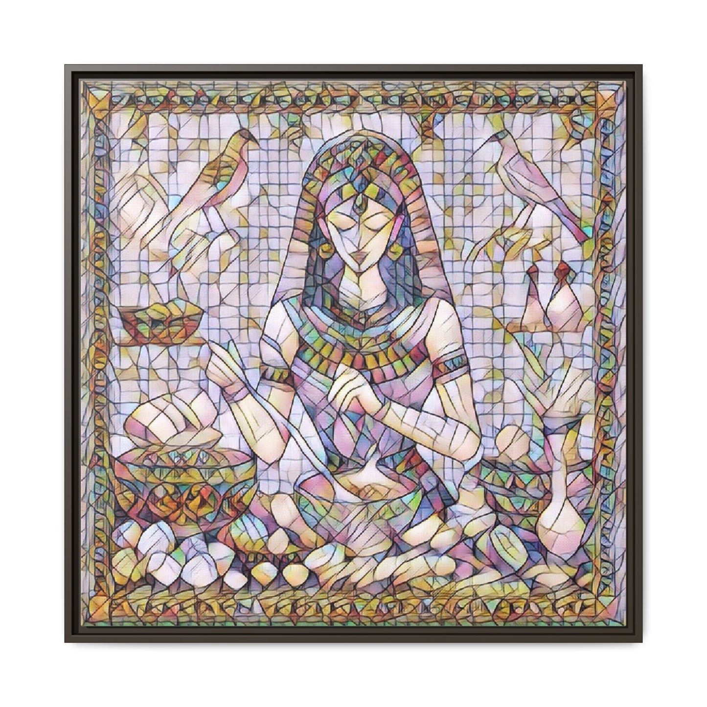 Egyptian Goddess Mosaic Framed Canvas Art