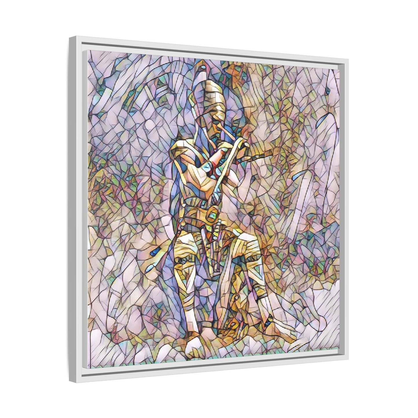 Framed Matte Canvas - Stained Glass Knight Artwork