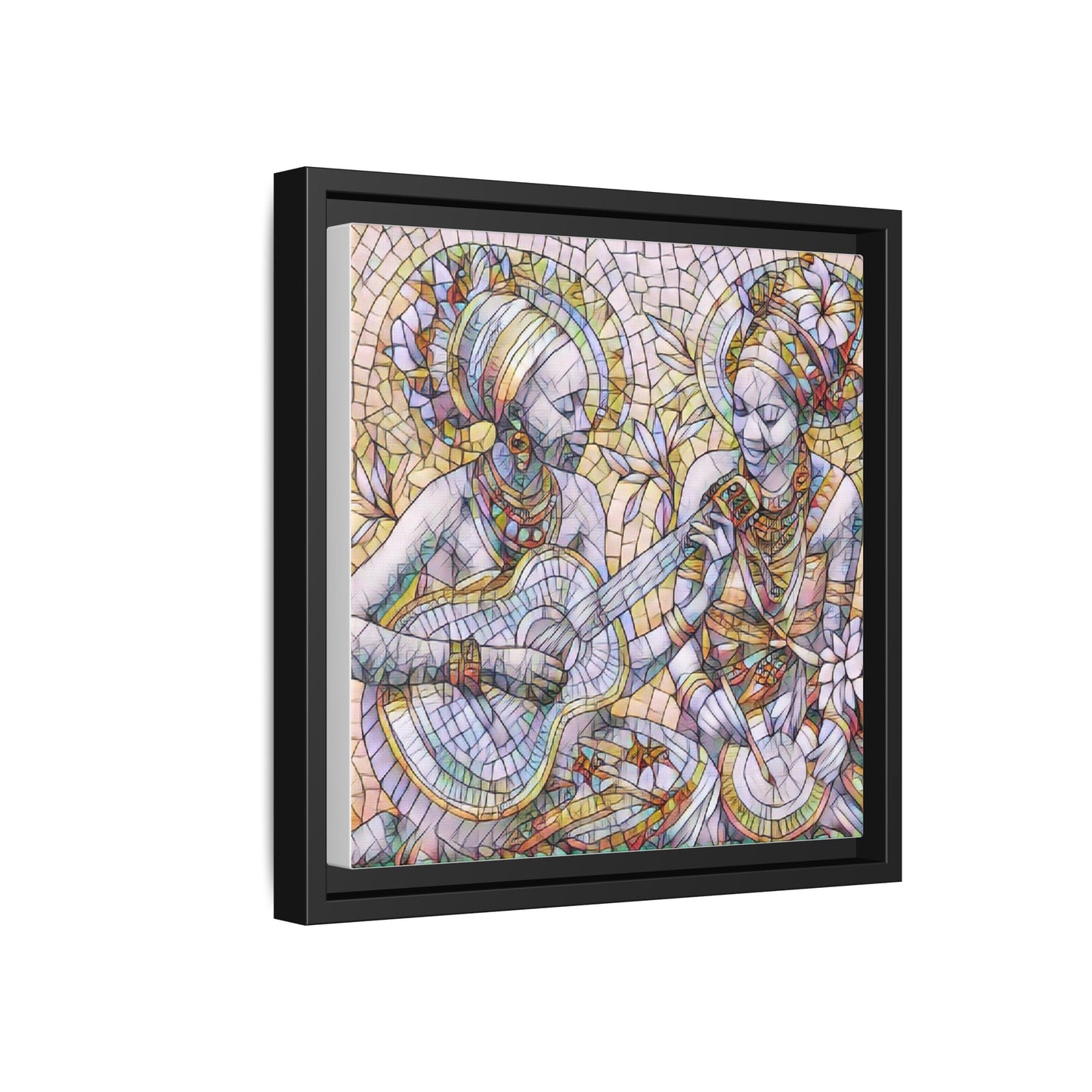 Framed Canvas Art – Colorful Mosaic Musicians Wall Decor