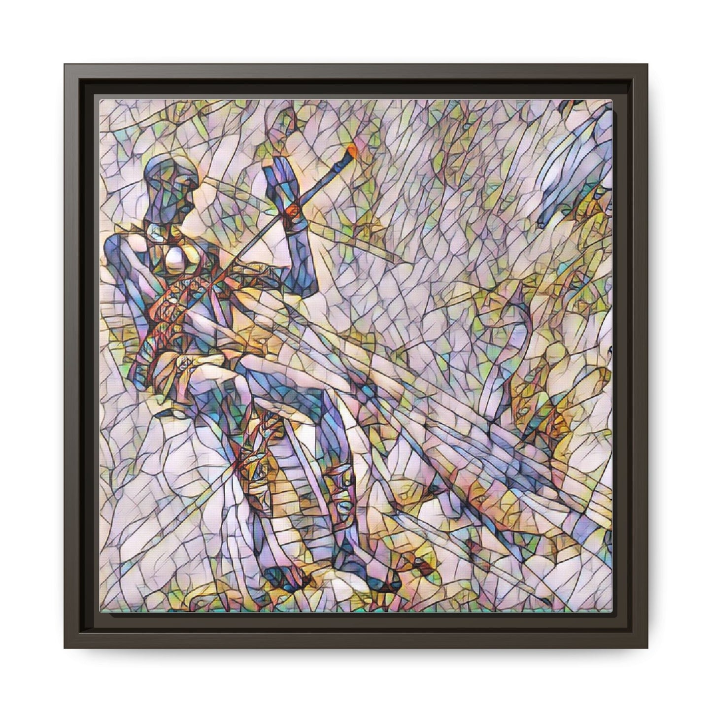 Abstract Stained-Glass Warrior Framed Canvas