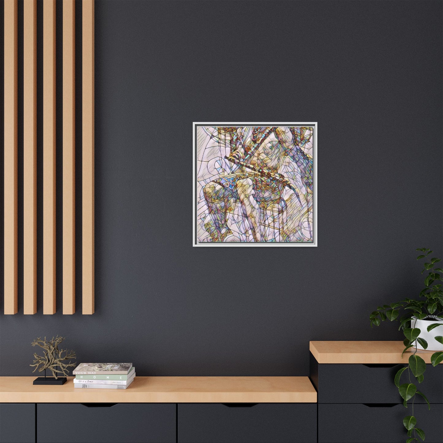 Framed Abstract Musician Canvas Art — Multi‑Color Jazz Saxophone Print