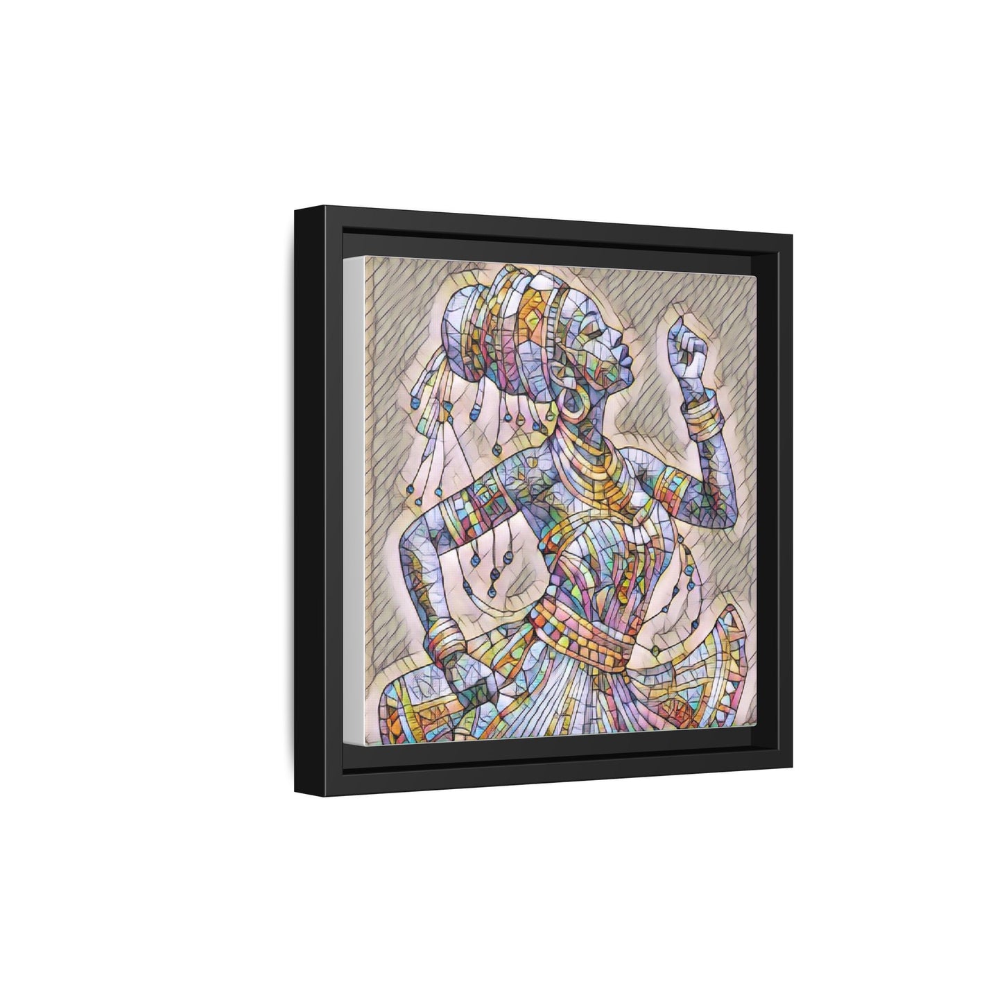 Framed Canvas Art — Colorful Mosaic Dancer
