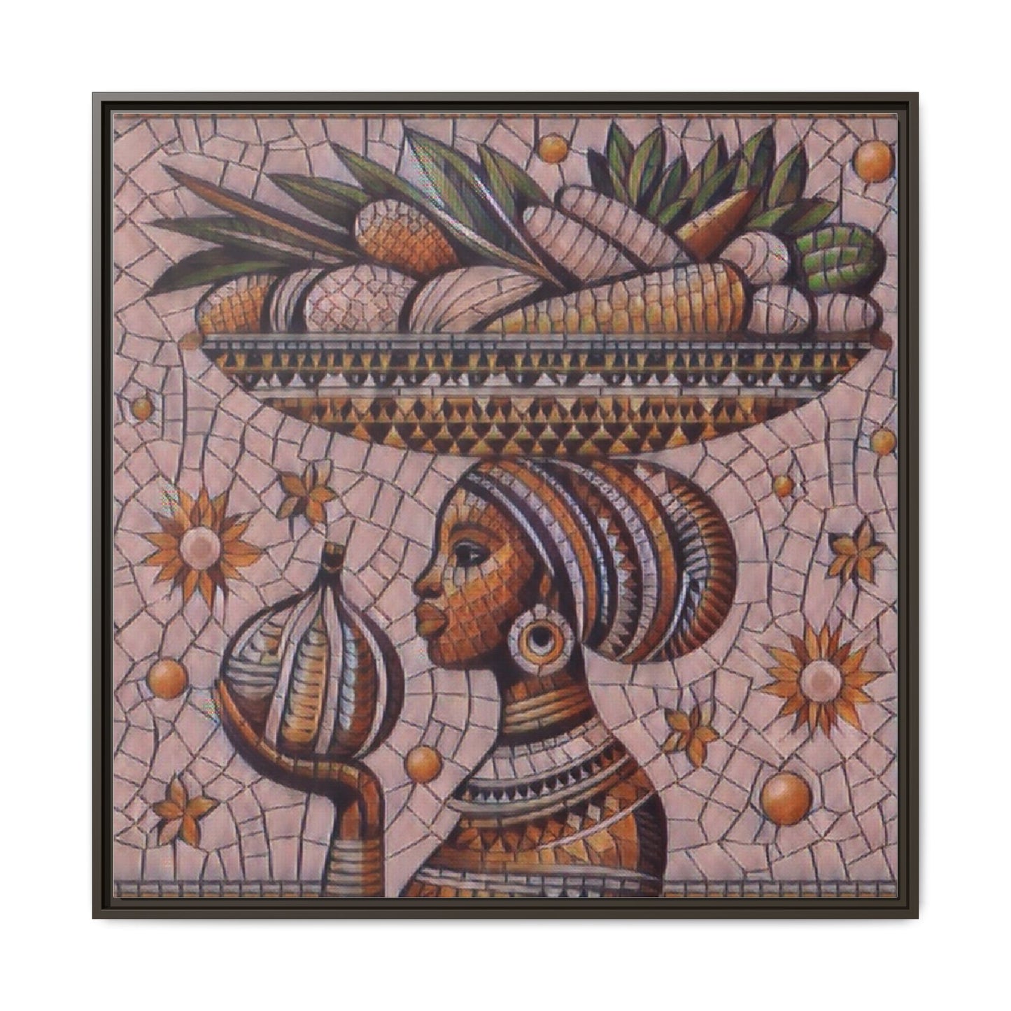 Egyptian Mosaic Goddess Matte Framed Canvas Wall Art
