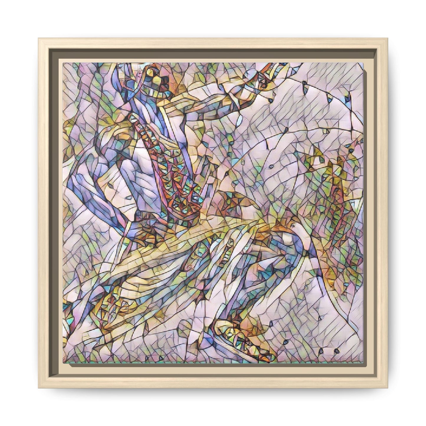 Abstract Stained-Glass Dancers — Framed Matte Canvas Art