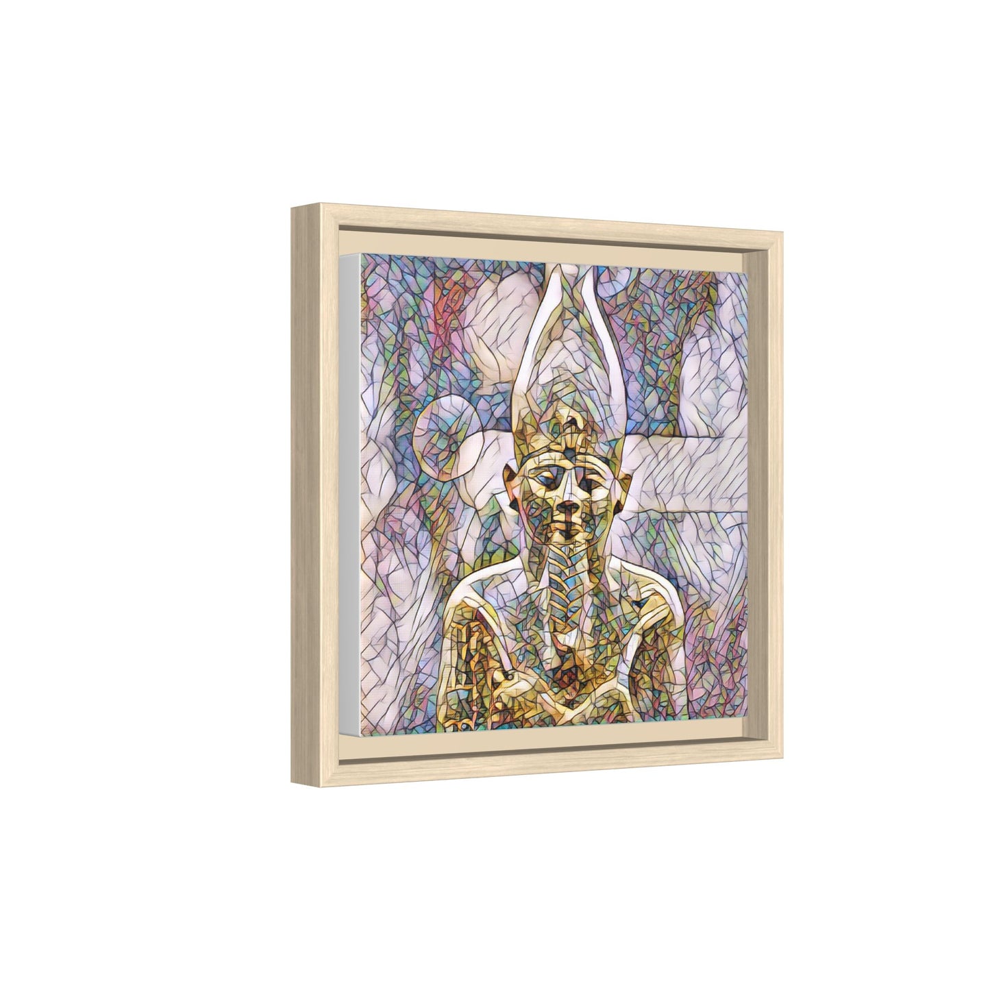 Egyptian Pharaoh Stained-Glass Style Matte Canvas Print, Framed