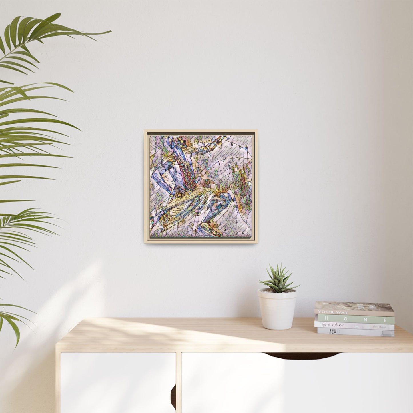 Abstract Stained-Glass Dancers — Framed Matte Canvas Art