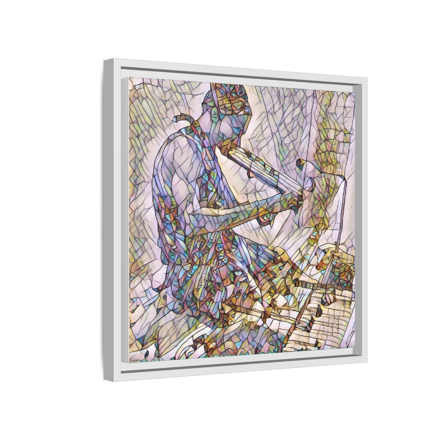 Abstract Violinist Matte Framed Canvas – Colorful Musical Art Print