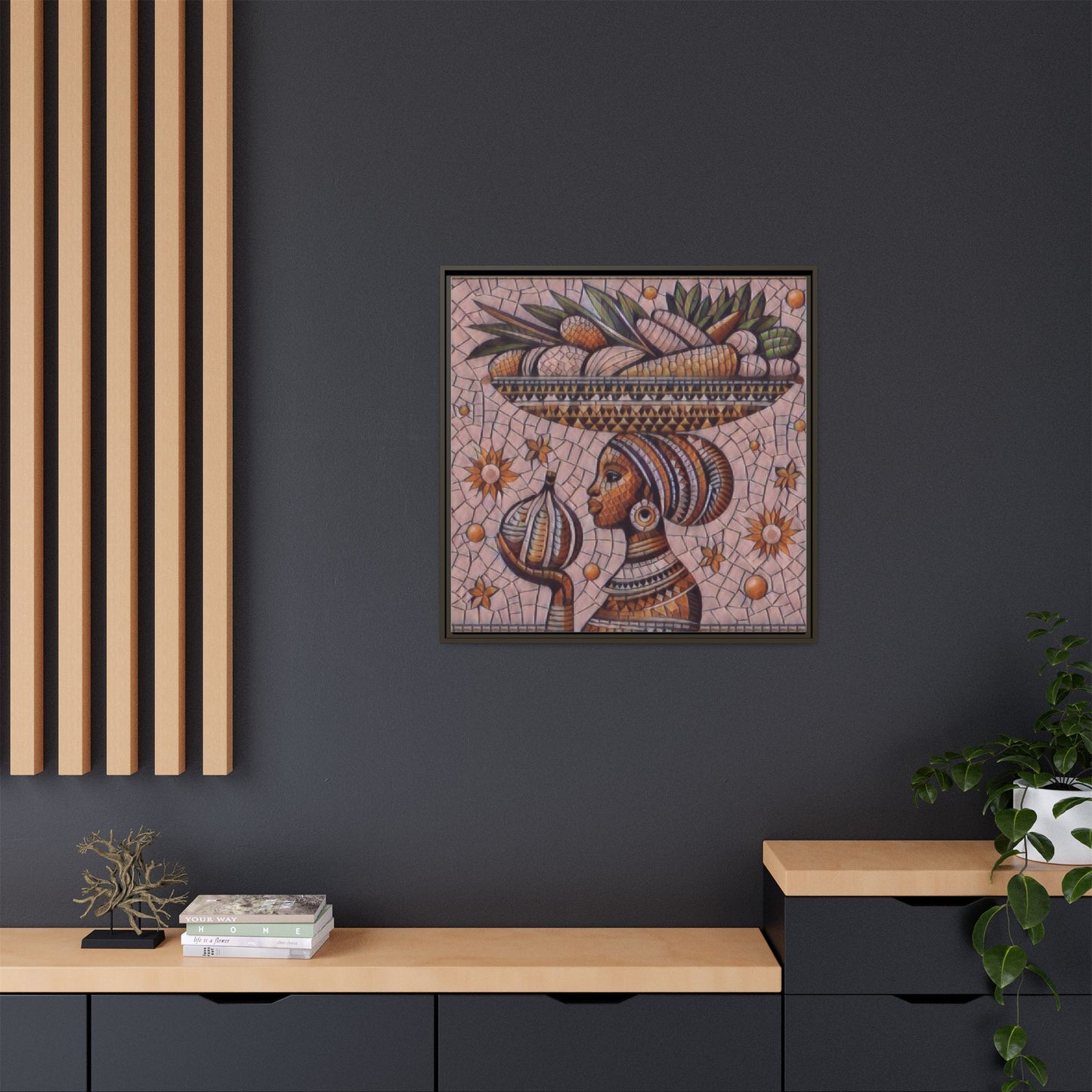 Egyptian Mosaic Goddess Matte Framed Canvas Wall Art