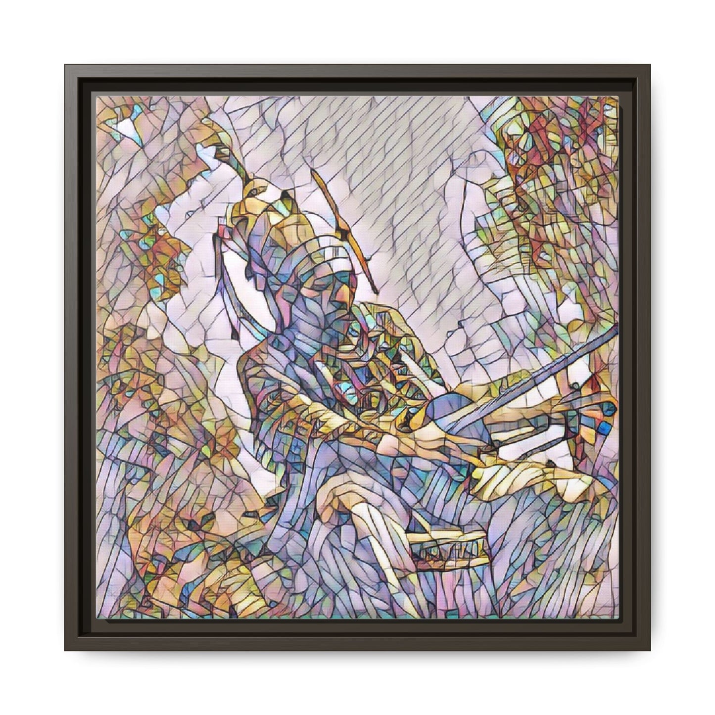 Framed Archery Canvas Print — Stained-Glass Archer Wall Art
