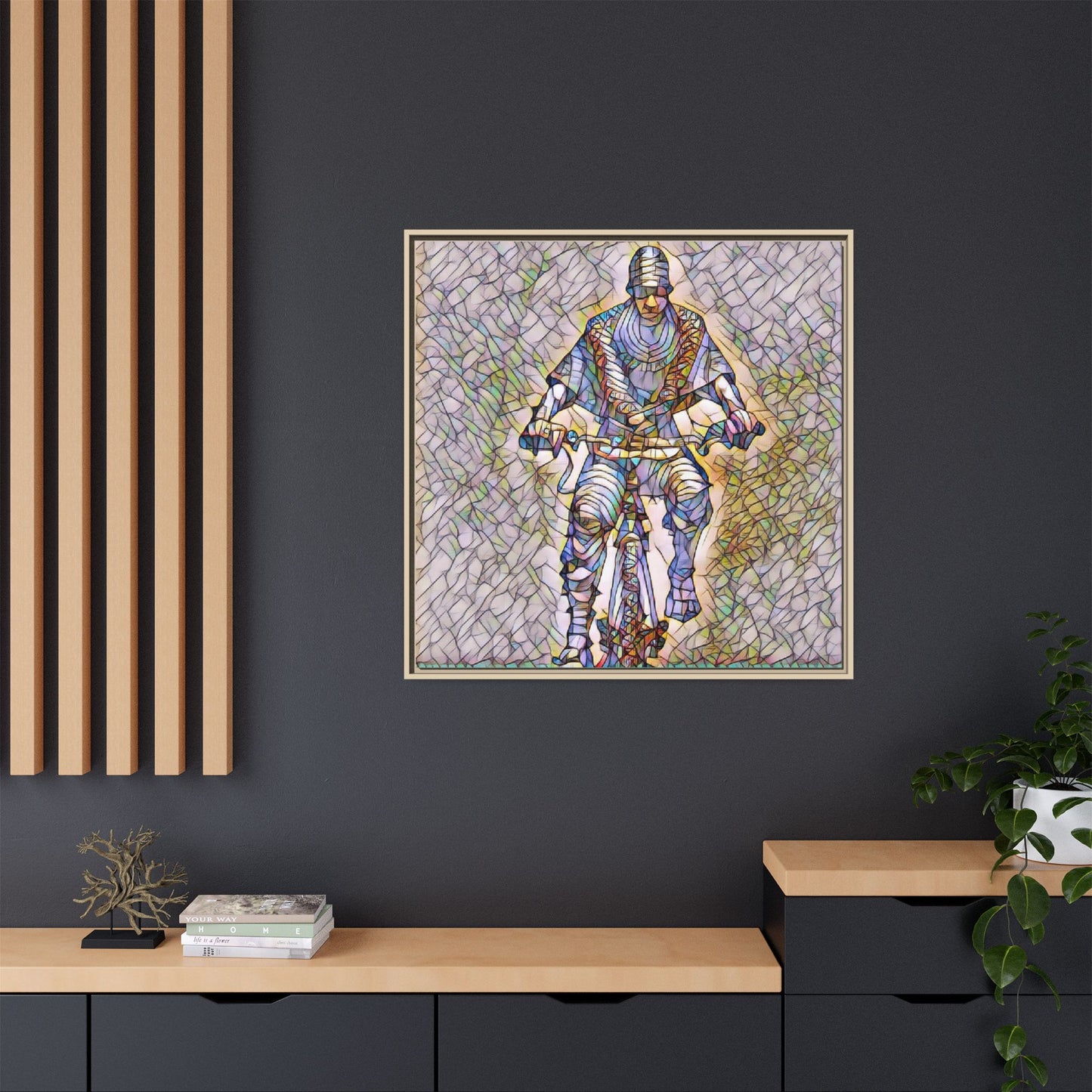 Yekhee Bicycle Rider - Framed Canvas Wall Art Print | Cycling Decor