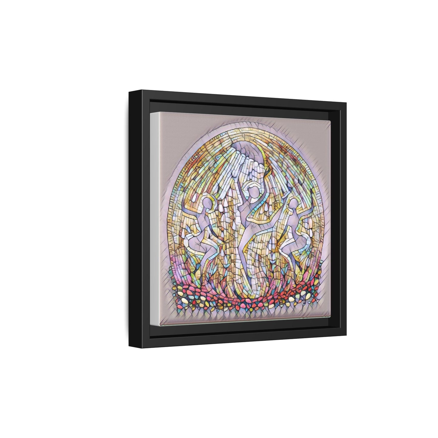 Framed Canvas Art - Stained Glass Dance Trio (Matte Multi-Color)