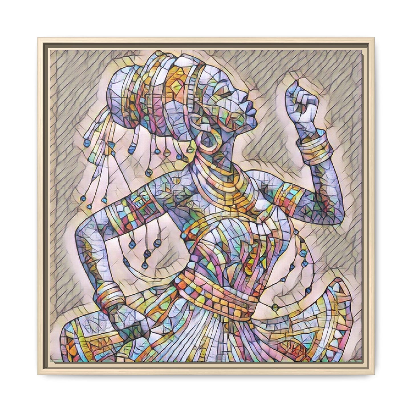 Framed Canvas Art — Colorful Mosaic Dancer
