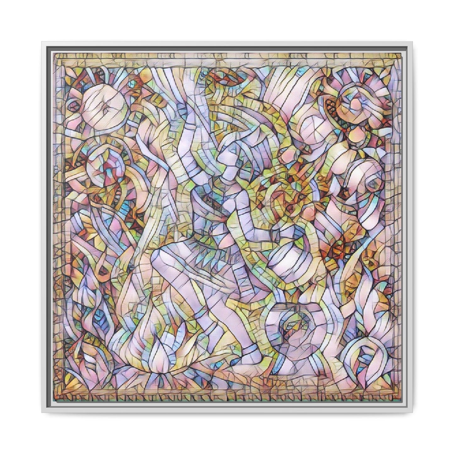 Abstract Stained Glass Dance Matte Framed Canvas