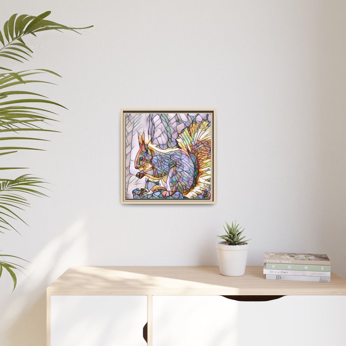Framed Squirrel Mosaic Matte Canvas Wall Art