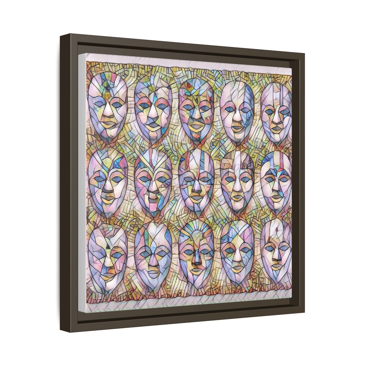 Abstract Mask Art Matte Canvas Print — Framed Multicolor Wall Art