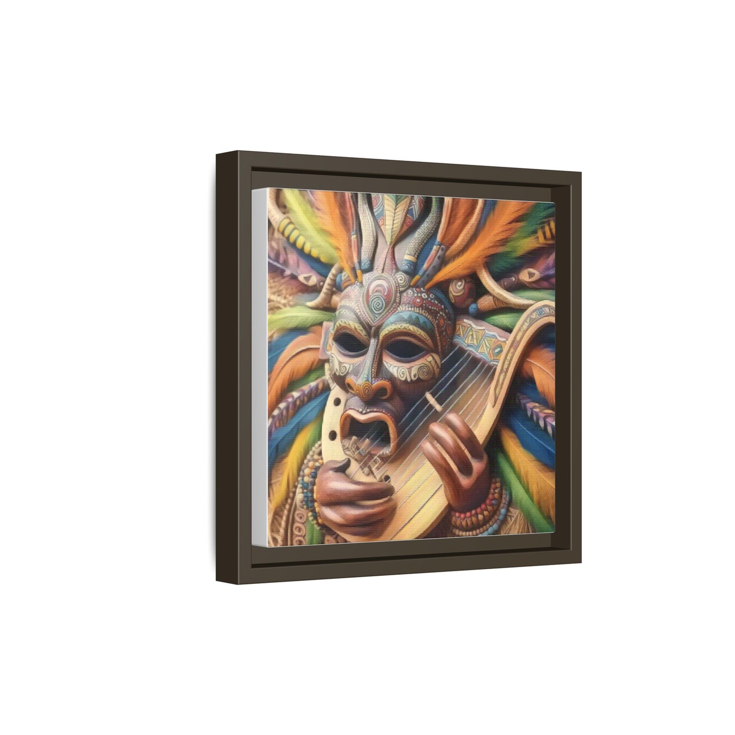 Colorful Tribal Mask Canvas — Framed Matte Wall Art