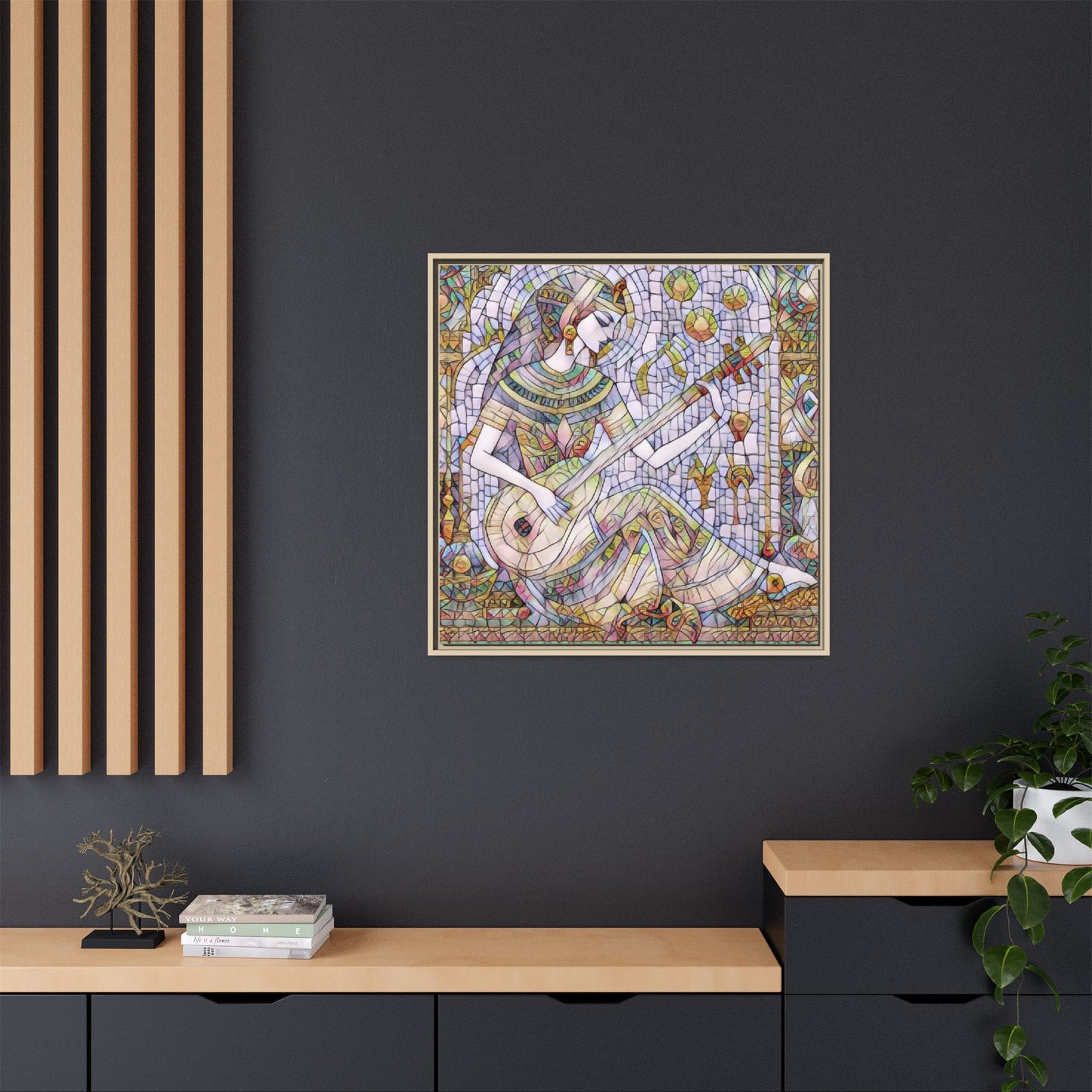 Egyptian Muse Mosaic Matte Canvas Framed Wall Art