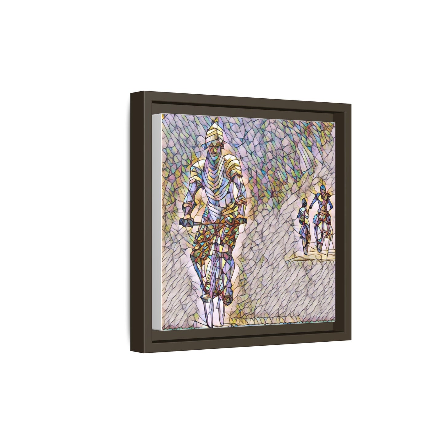 Cyclists Mosaic Matte Canvas Framed Wall Art