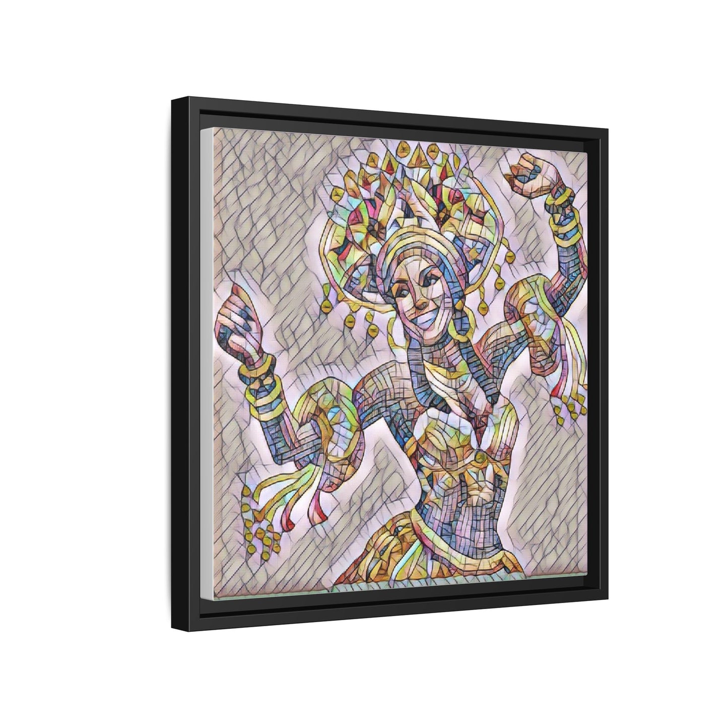 Framed Matte Canvas: Colorful Carnival Dancer Artwork – Vibrant Ethnic Dance Wall Art