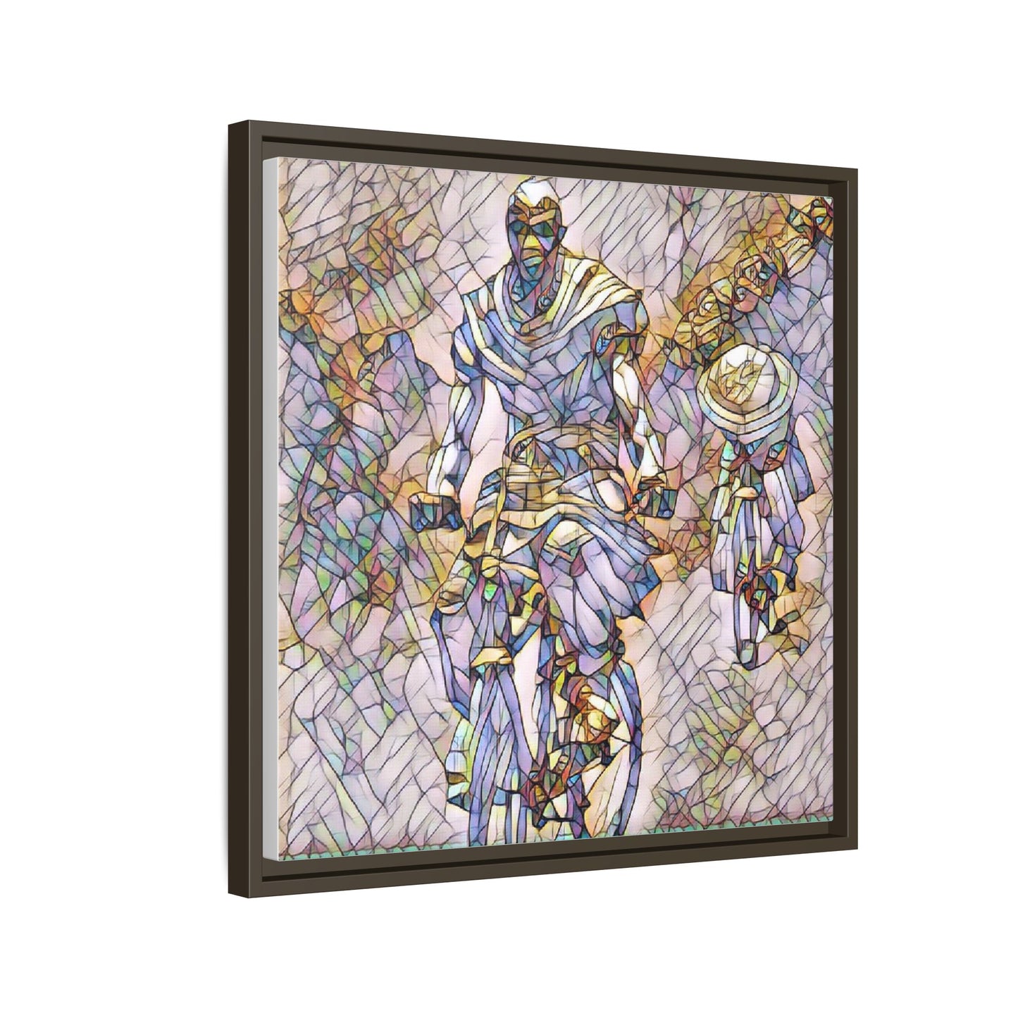 Framed Matte Canvas — Abstract Cyclist Artwork (Multi‑Color)