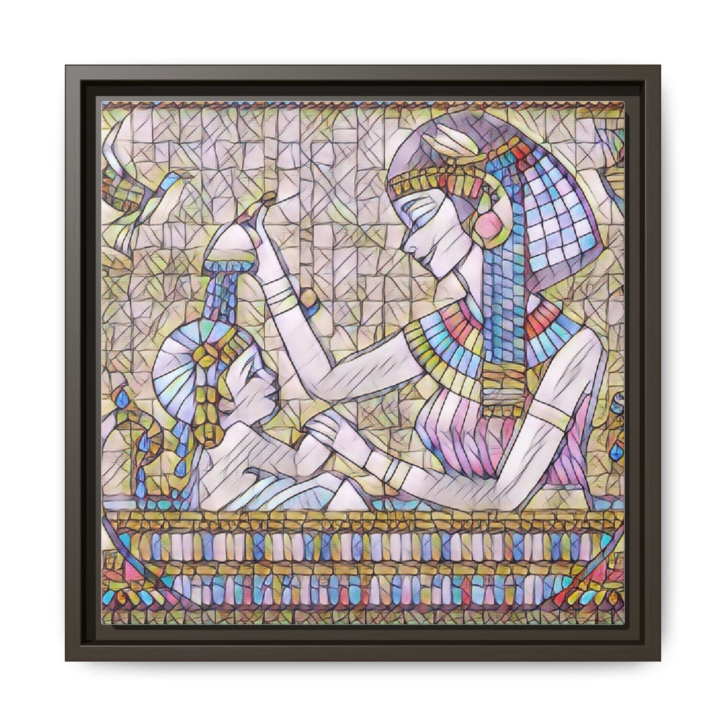 Egyptian Mosaic Mother & Child Framed Matte Canvas