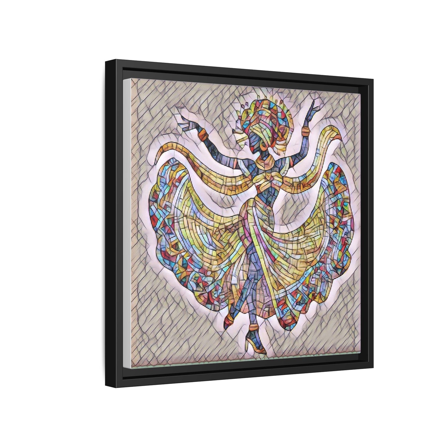 Colorful Mosaic Dancer Framed Canvas Art