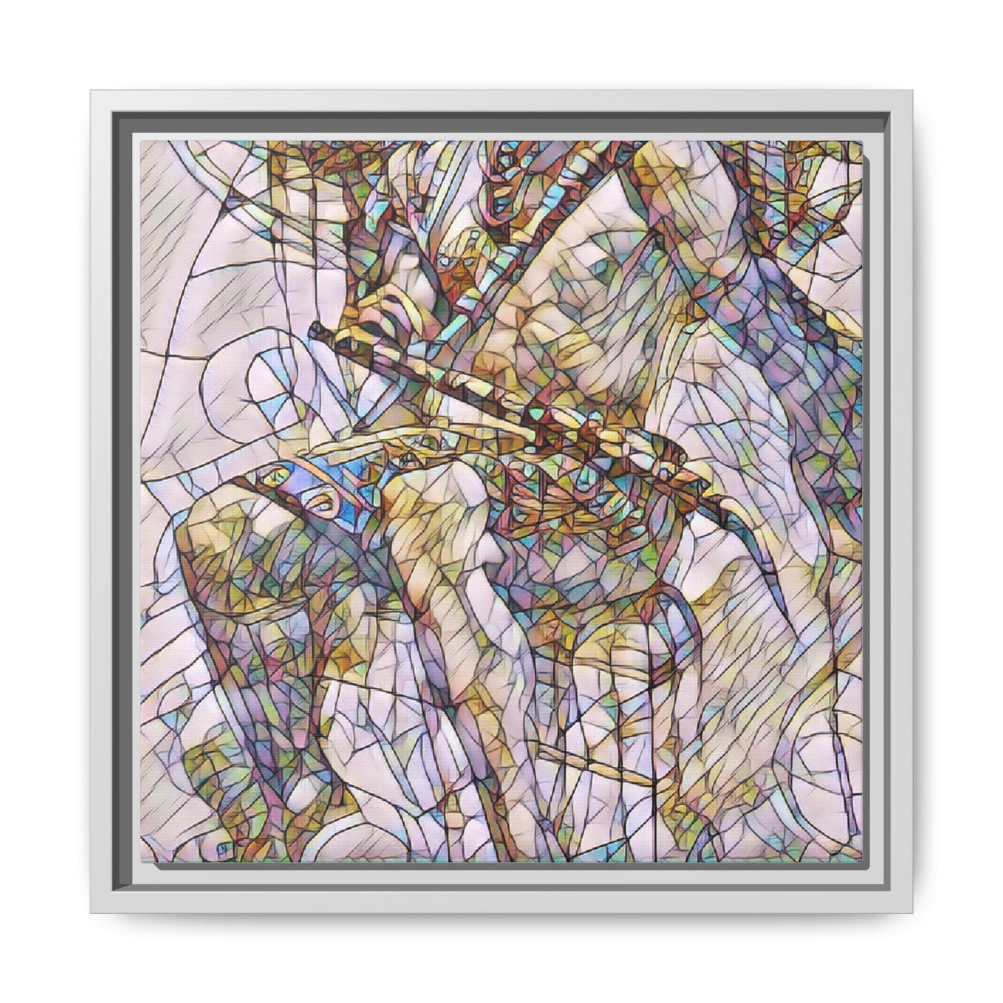Framed Abstract Musician Canvas Art — Multi‑Color Jazz Saxophone Print