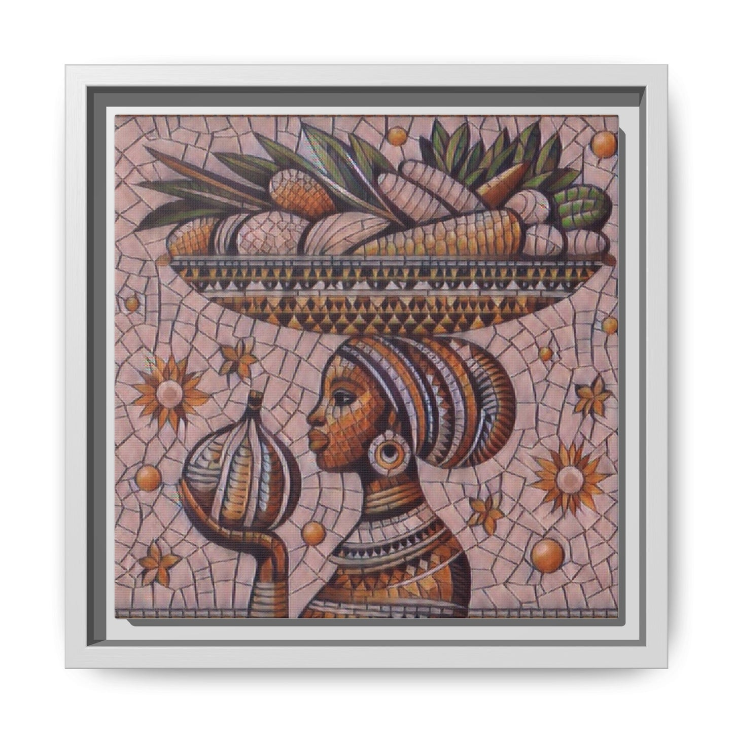 Egyptian Mosaic Goddess Matte Framed Canvas Wall Art
