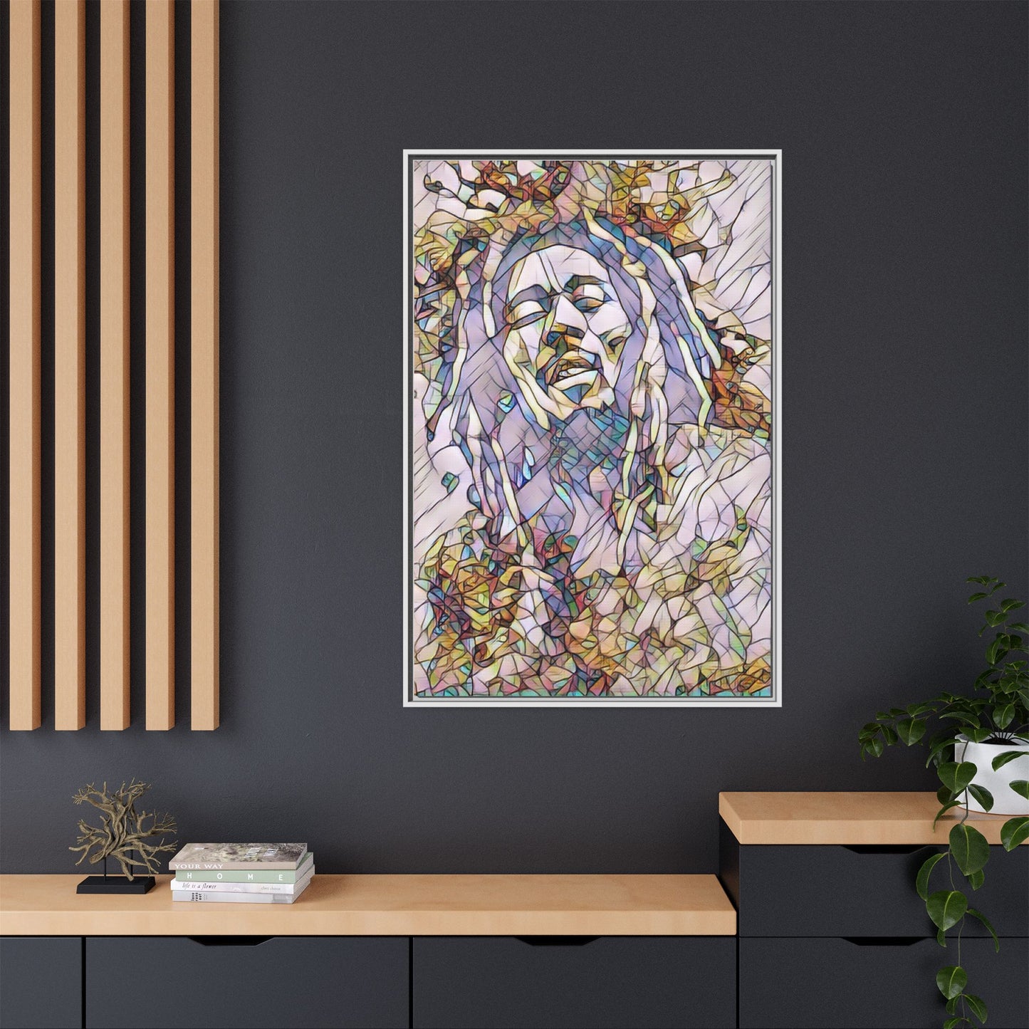 Abstract Multicolor Portrait Matte Canvas Framed Wall Art